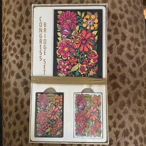 1960s or 1970s Flower Power Congress Floral Bridge Set - Super Vibrant NWT